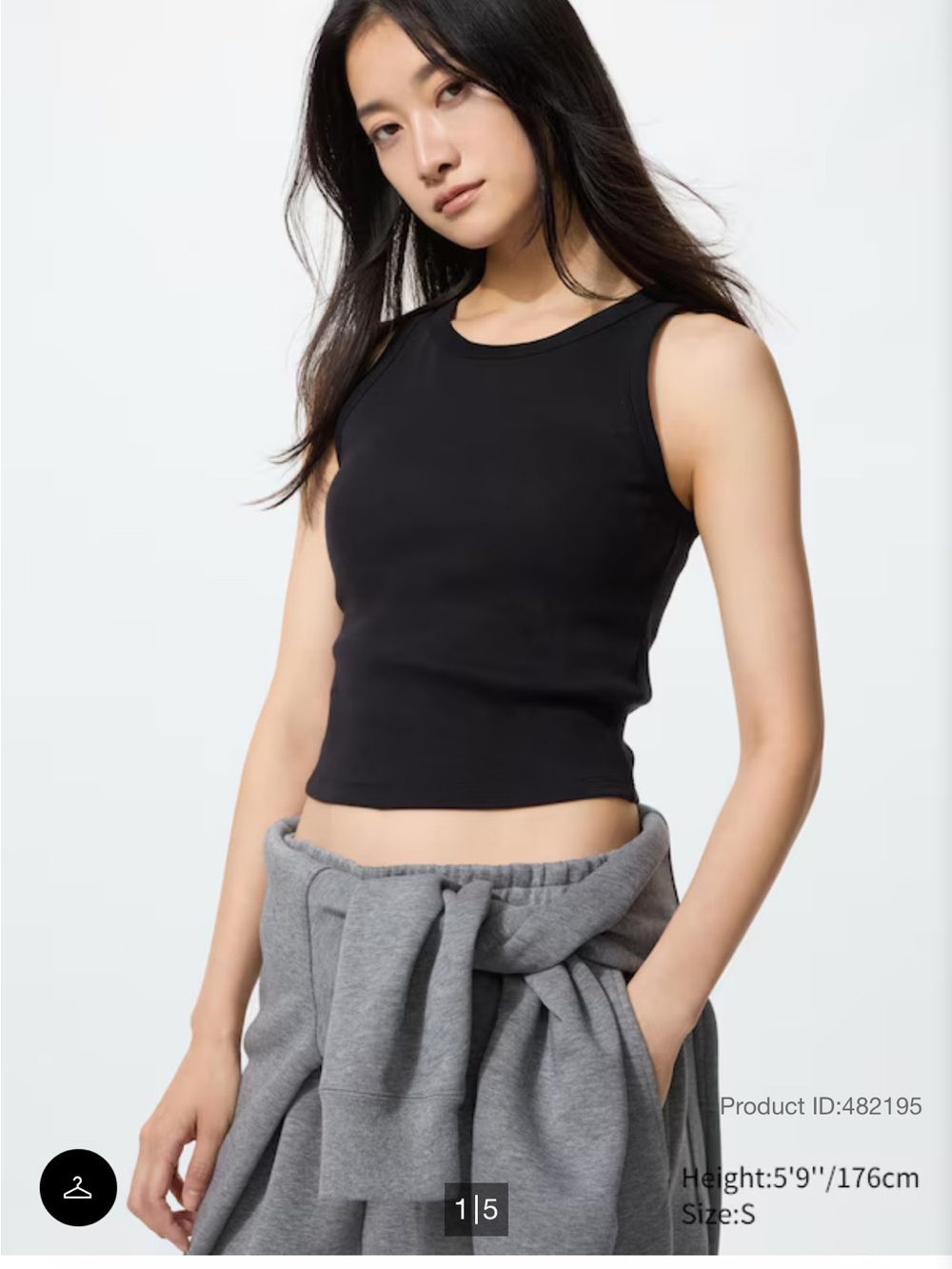 Black Ribbed Tank (Bra) Top by UNIQLO